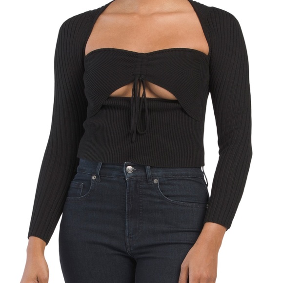 NEW ASTR The Label | Revolve Black Ribbed Cutout Cortana Sweater Small - Picture 9 of 9